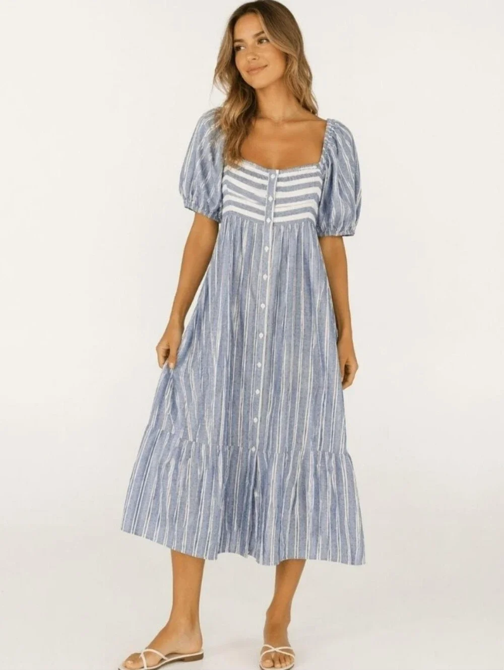 NWT Emerson fry x love, tomas newburyport stripe santiago maxi dress, M/L - Picture 2 of 3